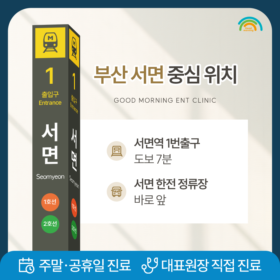 부산 서면역 1번 출구에서 서면굿모닝이비인후과로 오는 길 안내